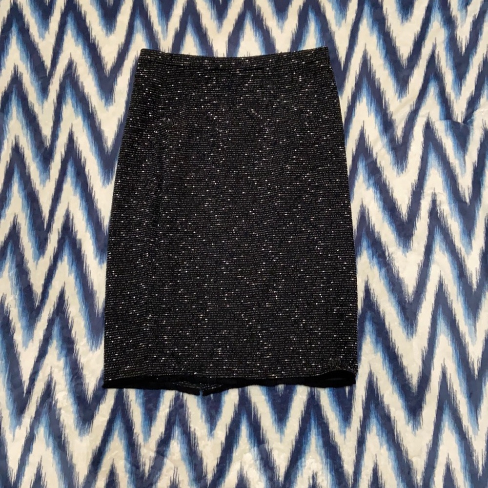 Down east medium black pencil skirt with frill accent